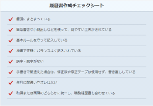 履歴書作成チェックシート